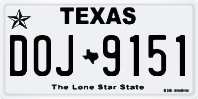 TX license plate DOJ9151