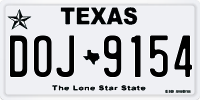 TX license plate DOJ9154