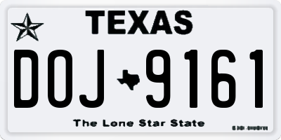 TX license plate DOJ9161
