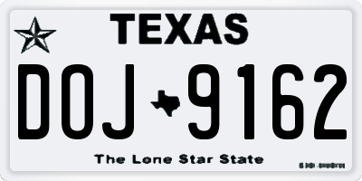 TX license plate DOJ9162