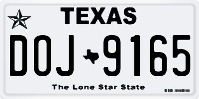 TX license plate DOJ9165