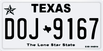 TX license plate DOJ9167