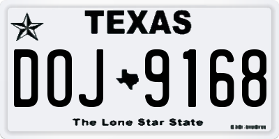 TX license plate DOJ9168