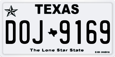TX license plate DOJ9169