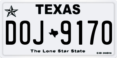 TX license plate DOJ9170