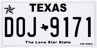 TX license plate DOJ9171