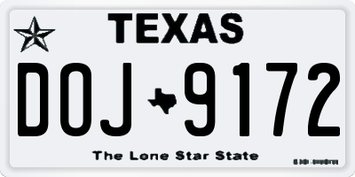 TX license plate DOJ9172