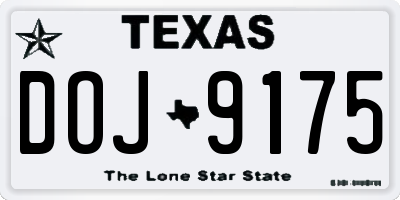 TX license plate DOJ9175
