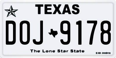 TX license plate DOJ9178