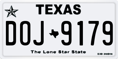 TX license plate DOJ9179