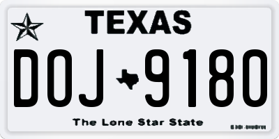 TX license plate DOJ9180