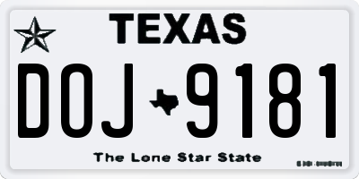 TX license plate DOJ9181