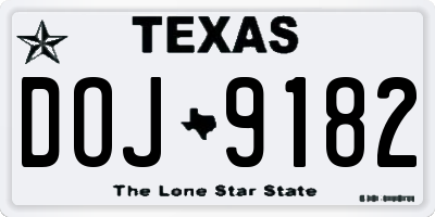 TX license plate DOJ9182