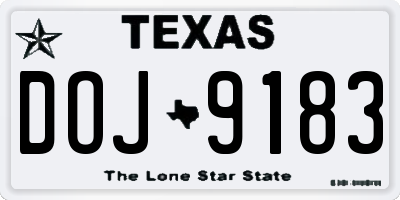TX license plate DOJ9183