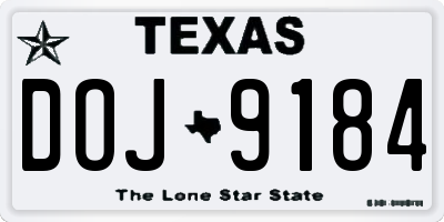 TX license plate DOJ9184