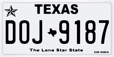 TX license plate DOJ9187