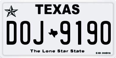 TX license plate DOJ9190