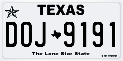 TX license plate DOJ9191