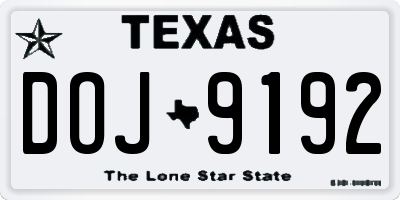 TX license plate DOJ9192