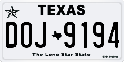 TX license plate DOJ9194