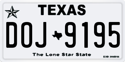 TX license plate DOJ9195