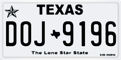TX license plate DOJ9196