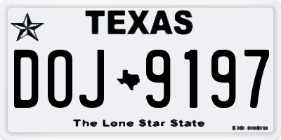 TX license plate DOJ9197