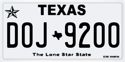 TX license plate DOJ9200