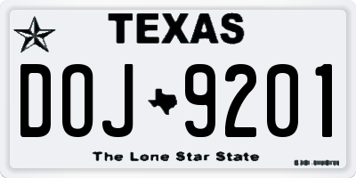 TX license plate DOJ9201