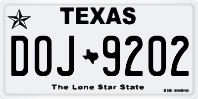 TX license plate DOJ9202