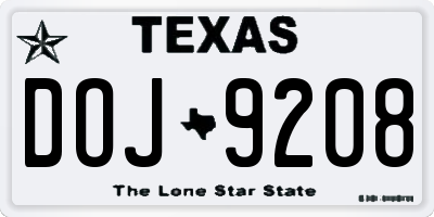 TX license plate DOJ9208