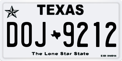 TX license plate DOJ9212