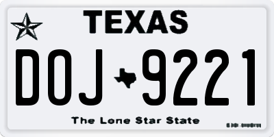 TX license plate DOJ9221