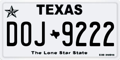 TX license plate DOJ9222