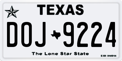 TX license plate DOJ9224