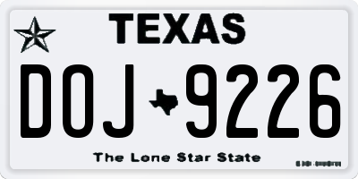 TX license plate DOJ9226