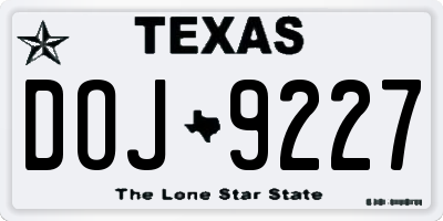 TX license plate DOJ9227