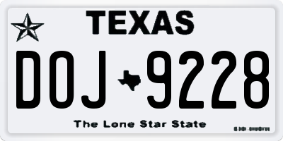 TX license plate DOJ9228