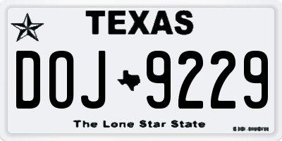 TX license plate DOJ9229