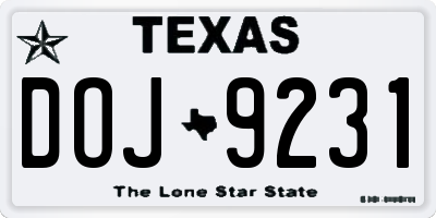 TX license plate DOJ9231