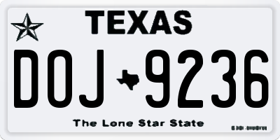 TX license plate DOJ9236
