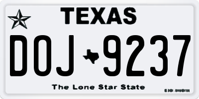 TX license plate DOJ9237