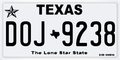 TX license plate DOJ9238