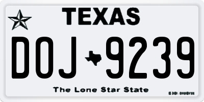 TX license plate DOJ9239