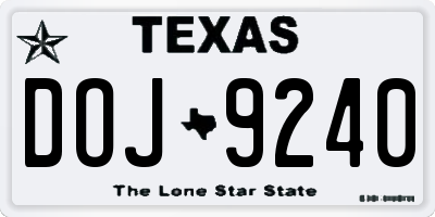 TX license plate DOJ9240
