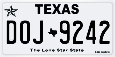 TX license plate DOJ9242