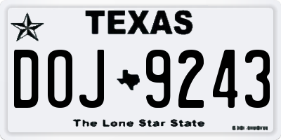 TX license plate DOJ9243