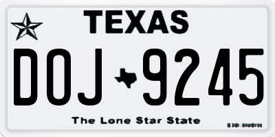 TX license plate DOJ9245