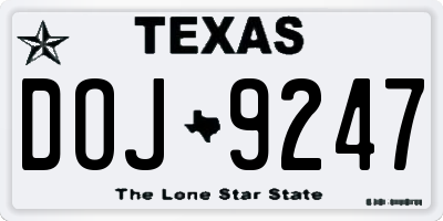 TX license plate DOJ9247
