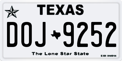 TX license plate DOJ9252
